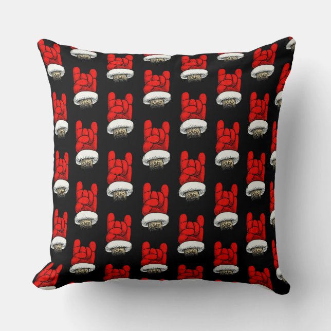 Heavy Metal Christmas Horns Up Pattern Cushion (Front)