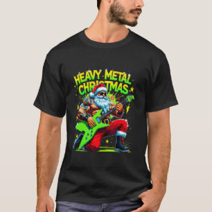 Heavy Metal Christmas Santa Rock Guitar Design T-Shirt