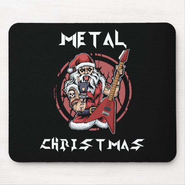 Heavy Metal Christmas Santa Rock Horns Metalhead Mouse Pad (Front)