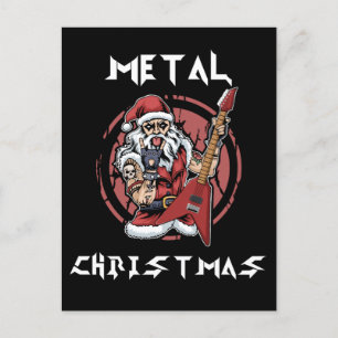 Heavy Metal Christmas Santa Rock Horns Metalhead Postcard