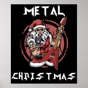 Heavy Metal Christmas Santa Rock Horns Metalhead Poster