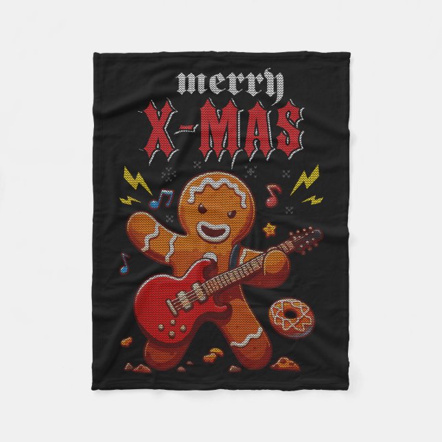 Heavy Metal Christmas Sleigher Hail Santa Claus Ro Fleece Blanket (Front)