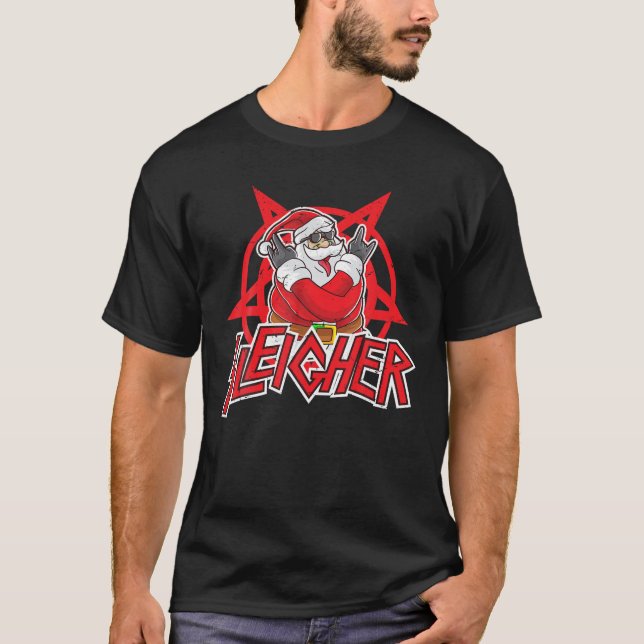 Heavy Metal Christmas Sleigher Hail Santa Claus Ro T-Shirt (Front)