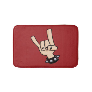 Heavy Metal Devil Horns Bath Mat