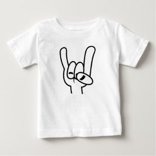 Heavy Metal Devil Horns Black Line Baby T-Shirt