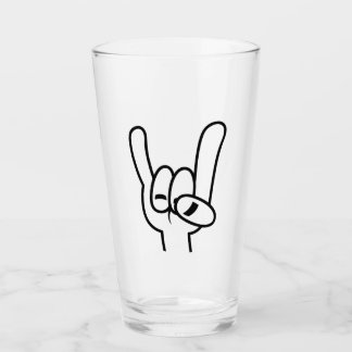 Heavy Metal Devil Horns Black Line Glass