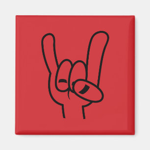 Heavy Metal Devil Horns Black Line Magnet