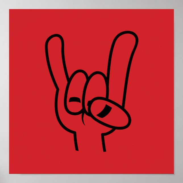 Heavy Metal Devil Horns Black Line Poster (Front)