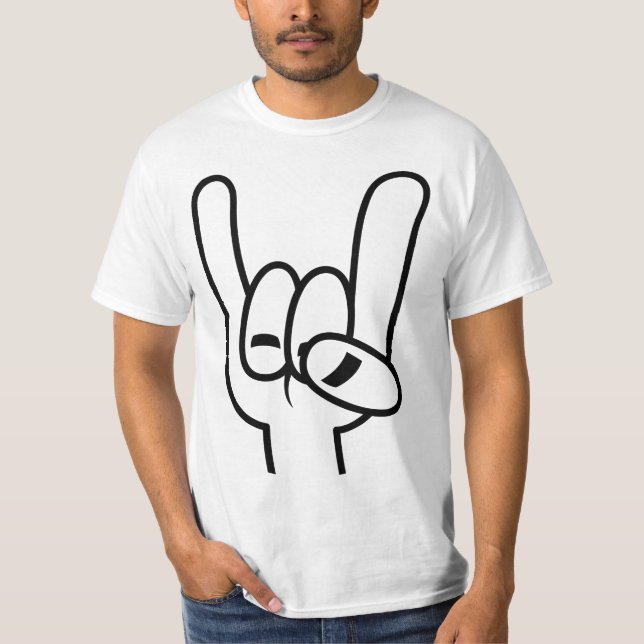 Heavy Metal Devil Horns Black Line T-Shirt (Front)