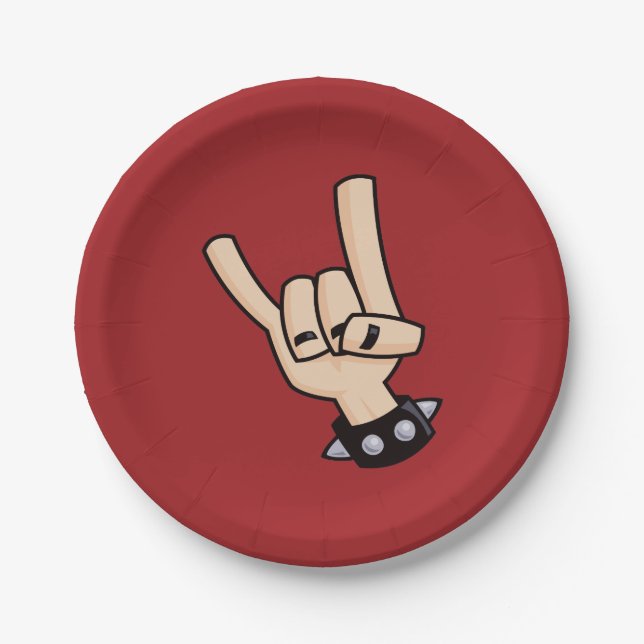 Heavy Metal Devil Horns Paper Plate (Front)