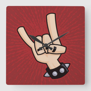 Heavy Metal Devil Horns Square Wall Clock