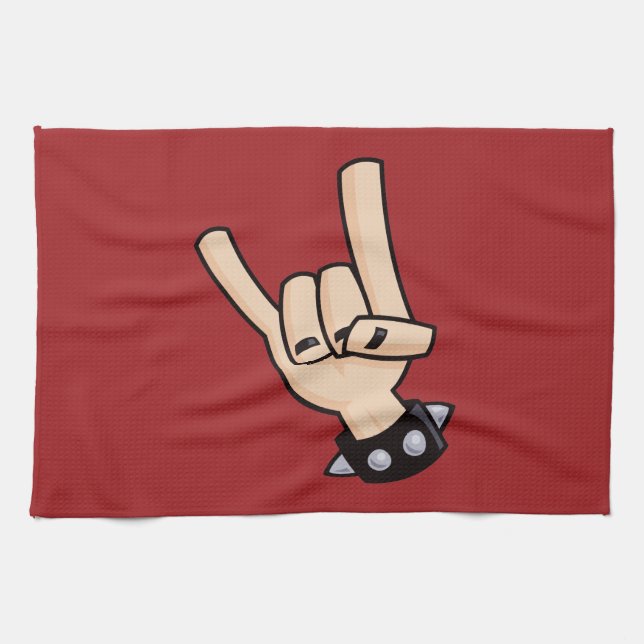 Heavy Metal Devil Horns Tea Towel (Horizontal)