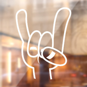 Heavy Metal Devil Horns White Line