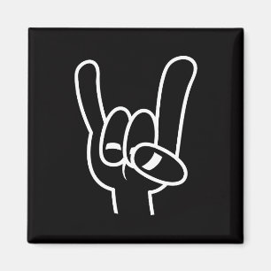 Heavy Metal Devil Horns White Line Magnet