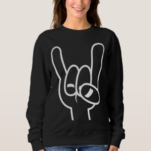 Heavy Metal Devil Horns White Line Sweatshirt