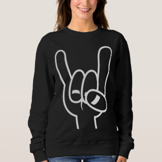 Heavy Metal Devil Horns White Line Sweatshirt