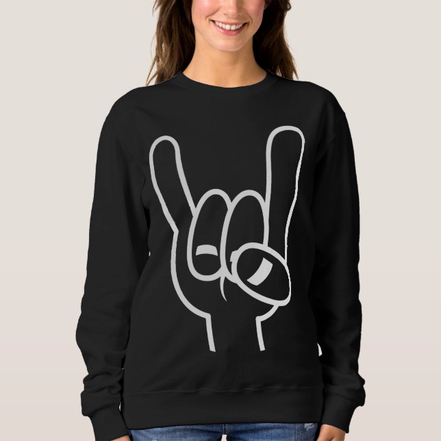 Heavy Metal Devil Horns White Line Sweatshirt (Front)