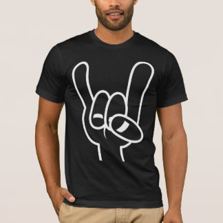 Heavy Metal Devil Horns White Line T-Shirt