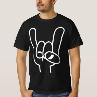 Heavy Metal Devil Horns White Line T-Shirt