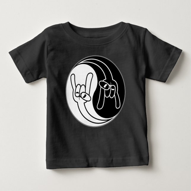 Heavy Metal Devil Horns Yin Yang Baby T-Shirt (Front)