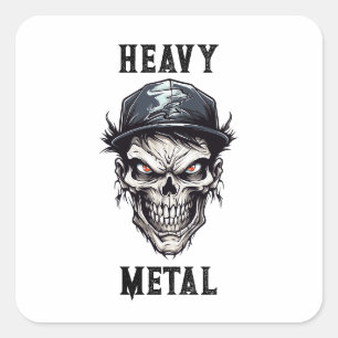 Heavy Metal Evil Halloween Undead Zombie Portrait Square Sticker
