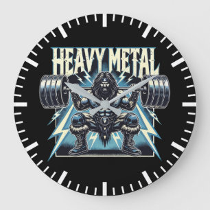 Heavy Metal - Funny Lifting Gym Workout Fitness Large Clock