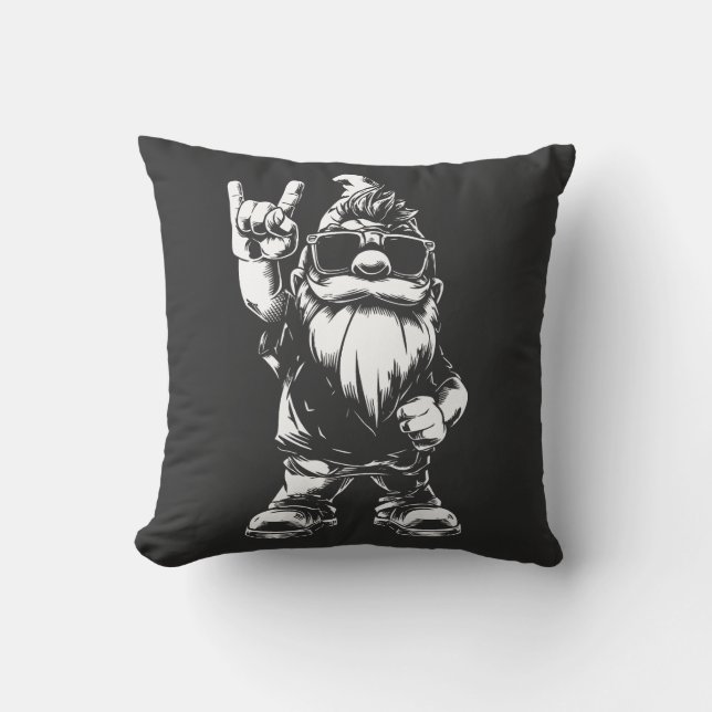 Heavy Metal Garden Gnome - Rockstyle Cushion (Front)