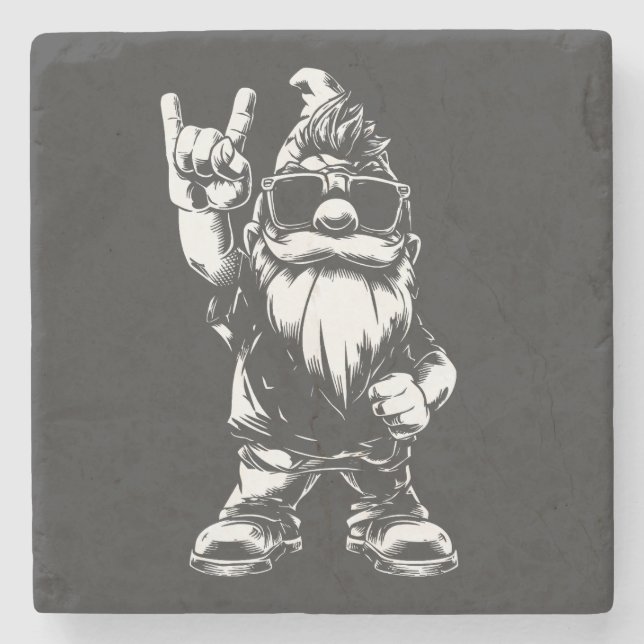 Heavy Metal Gartenzwerg – Rockstyle Stone Coaster (Front)