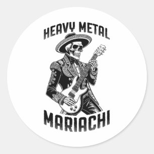 Heavy Metal Guitarist Funny Cinco De Mayo Mariachi Classic Round Sticker