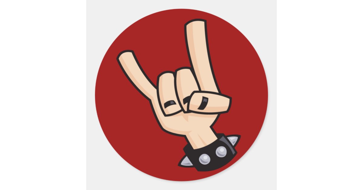 heavy metal hand sign classic round sticker zazzle com au