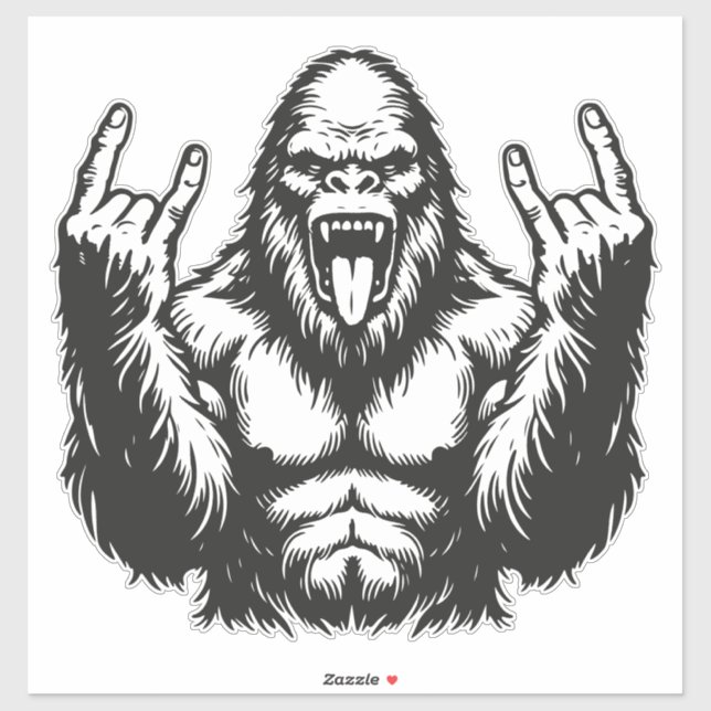 Heavy Metal Headbanger Sasquatch Rock On (Sheet)