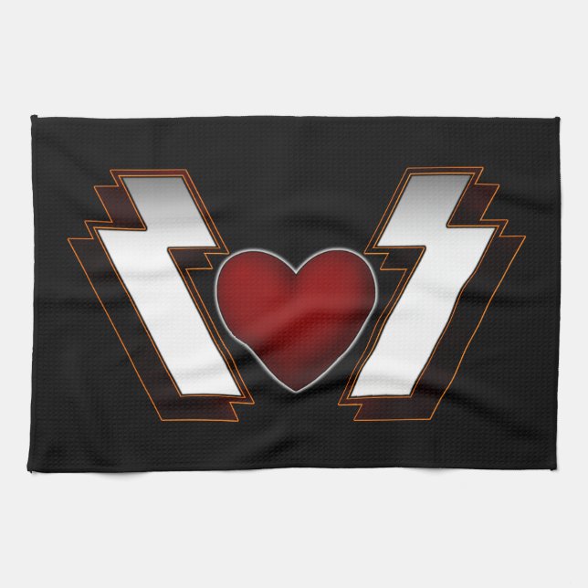 Heavy Metal Heart Tea Towel (Horizontal)