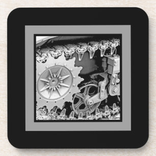 Heavy Metal in Grey and Black Plaid Coaster