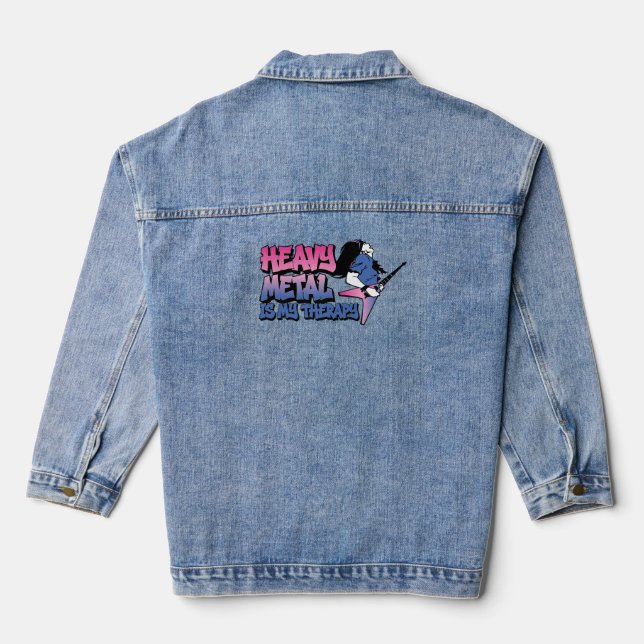 heavy metal is my therapy denim jacket (Back)