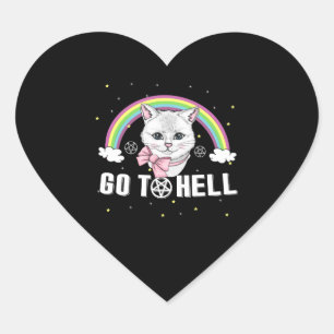 Heavy Metal Metalhead Cats Go To Hell Heart Sticker