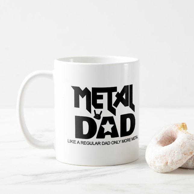 Heavy Metal Music Dad Rocker Hard Rock Alternative Coffee Mug (With Donut)