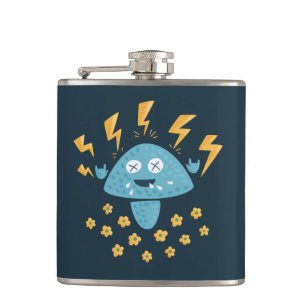 Heavy Metal Music Funny Cartoon Mushroom Hip Flask