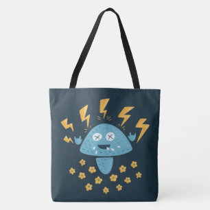 Heavy Metal Music Funny Cartoon Mushroom Tote Bag