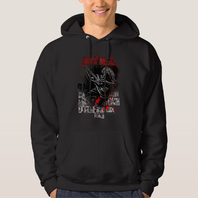 Heavy Metal Power Hard Rock Guitar Player Hoodie (Front)