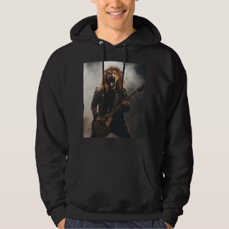 Heavy Metal Roaring Lion Guitarist Hoodie
