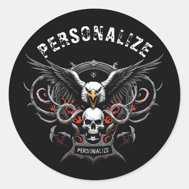 Heavy Metal Rock & Roll Band Decal Item Editable Classic Round Sticker (Front)