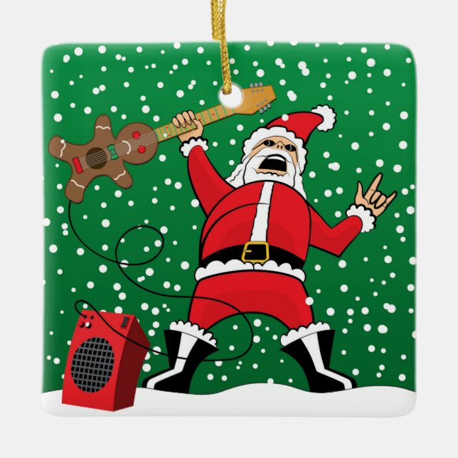 Heavy Metal Santa Ceramic Tree Decoration (Front)