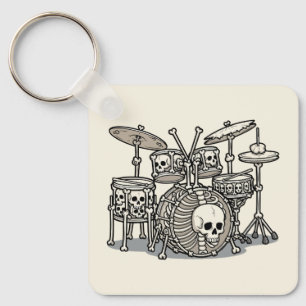 Heavy Metal Skeleton Drum Kit Key Ring