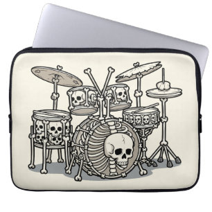 Heavy Metal Skeleton Drum Kit Laptop Sleeve