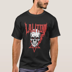 Heavy Metal Skull Design with Smoking Skeleton  T-Shirt