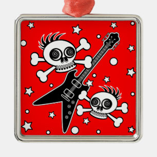 Heavy Metal Skulls Metal Ornament