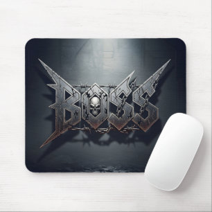 Heavy Metal Style BOSS Skull and Barbed Wire Mouse Pad