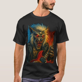 Heavy-Metal Wolve playing Guitar T-Shirt