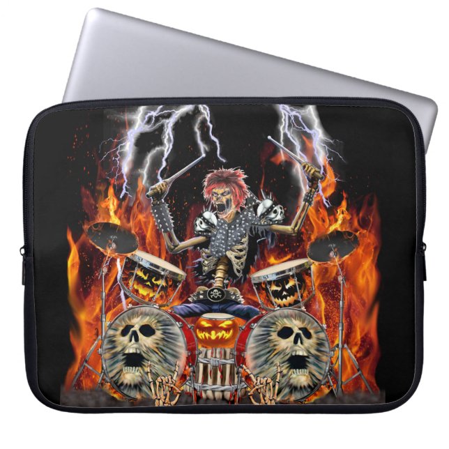 HEAVY METAL ZOMBIE DRUMMER LAPTOP SLEEVE (Front)