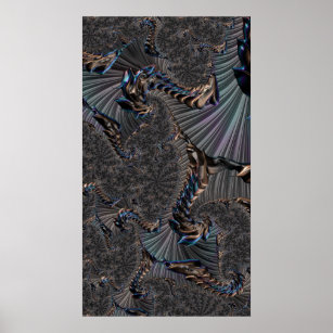 Heavy Metallic Winged Things Fractal Abstract Poster